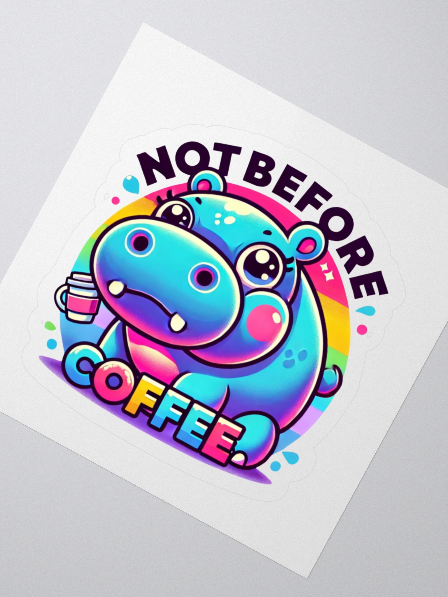 Not Before Coffee Hippo Sticker product image (5)