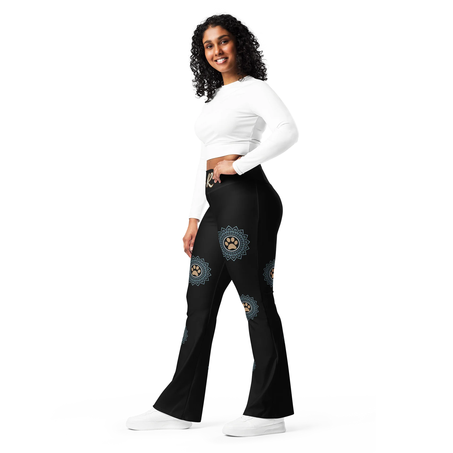 Paws and Reflect Mandala Paw Print Flare Yoga Pants product image (5)