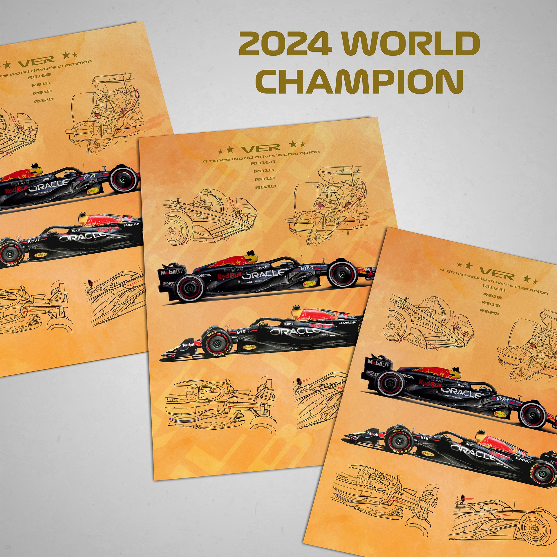 DIGITAL Max Verstappen 2024 Champion, orange army, RB20 Red Bull Racing, Verstappen, Formula-1, F1 Posters, F1 Art, Formula 1 Wall Art Gifts for Him product image (8)