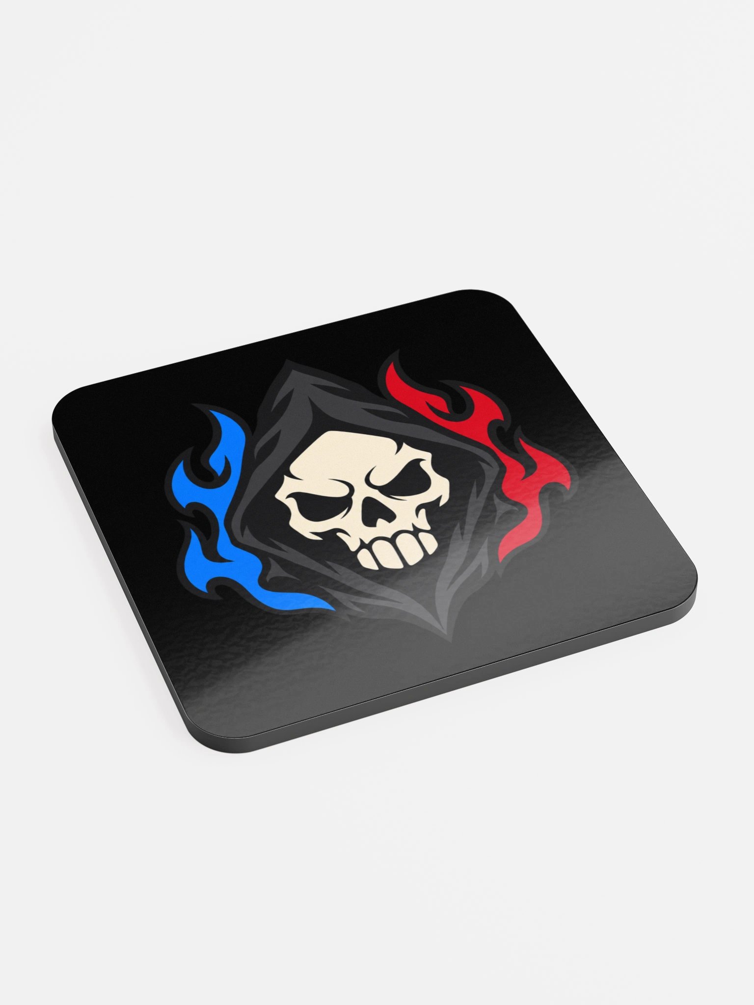 Hooded Skull - Red & Blue Flame Coaster (Black) product image (2)