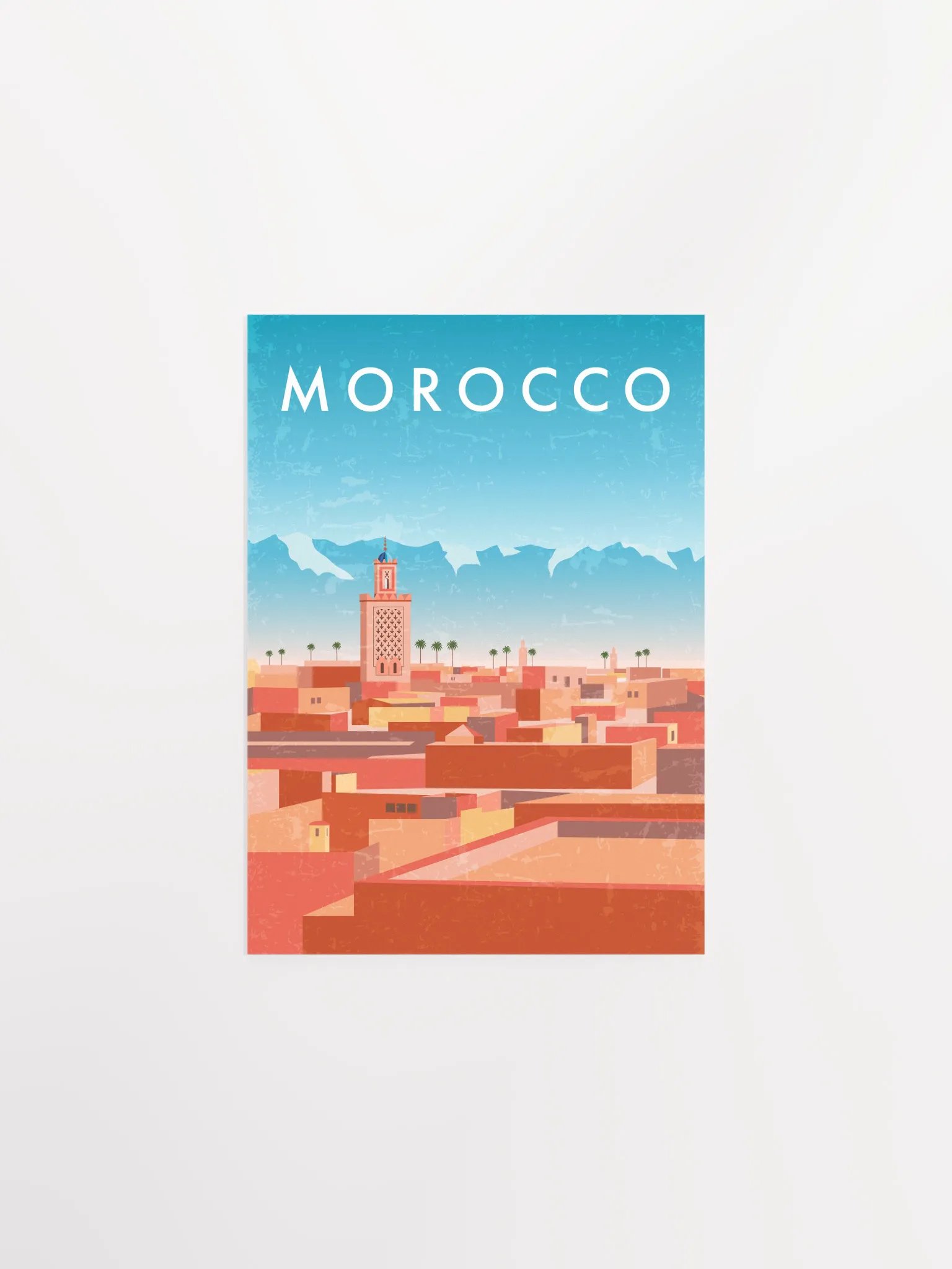 Morocco, Marrakesh — Retro travel minimalist poster, retro travel art, retro travel wall art, vector art product image (6)