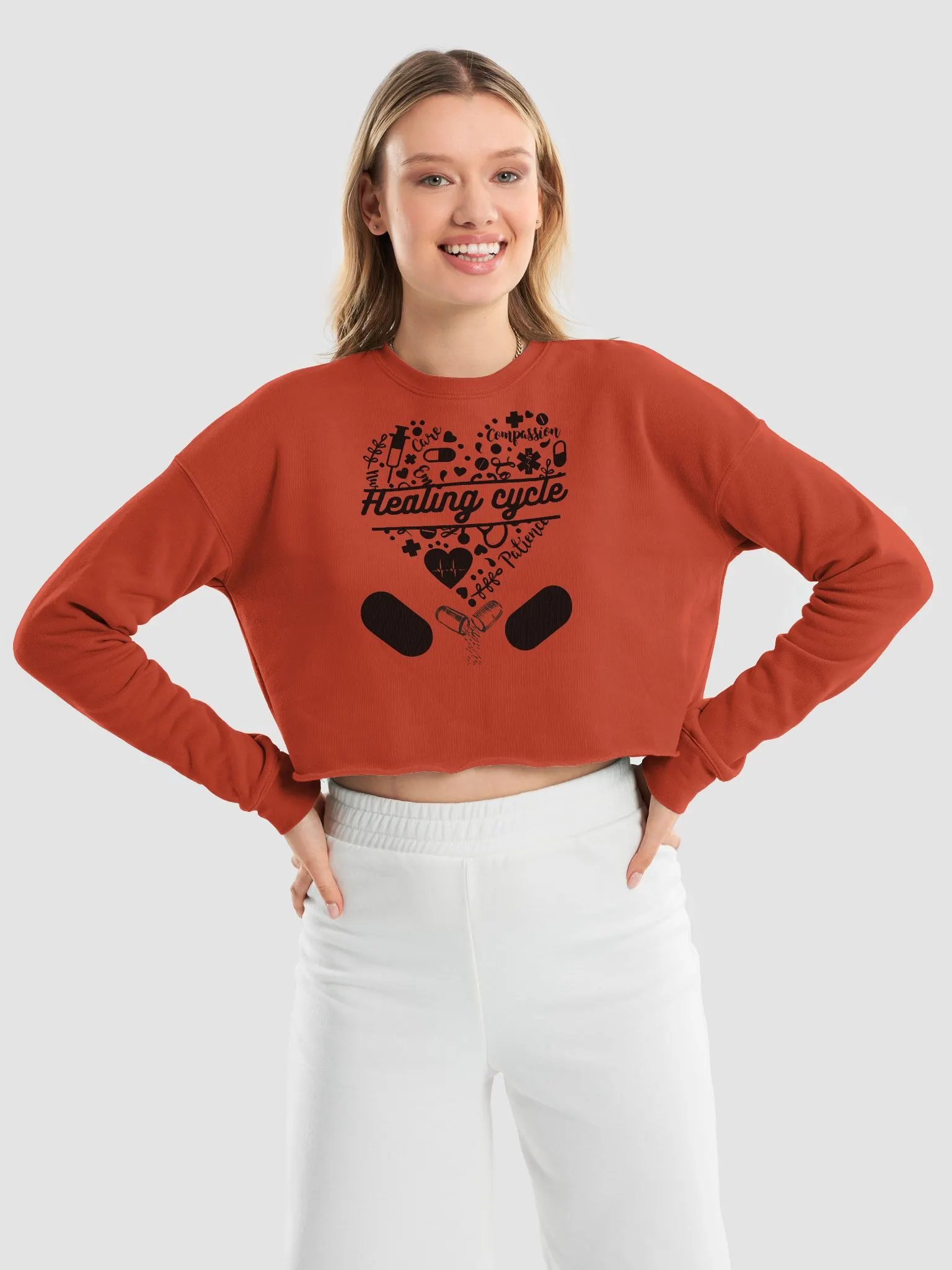 Medical elements heart shape crop sweatshirt product image (26)