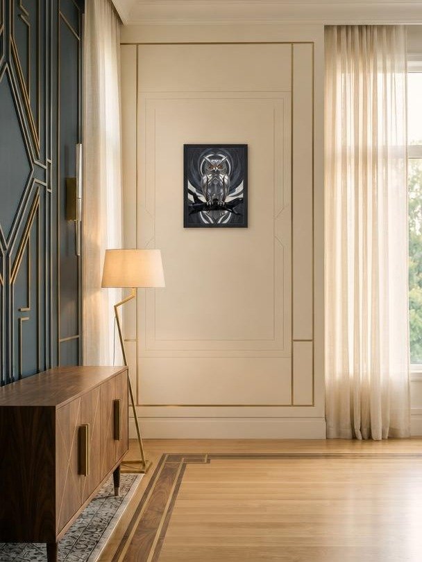 Geometric Metallic Owl Framed Poster - Neo-Deco Wall Art product image (5)