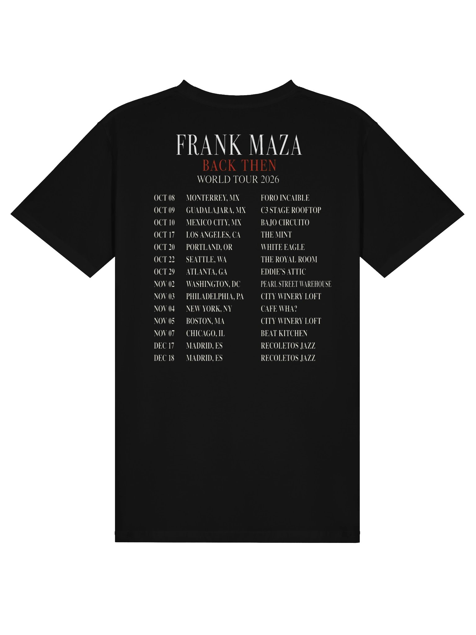 Back Then — World Tour 2026 T-Shirt product image (2)