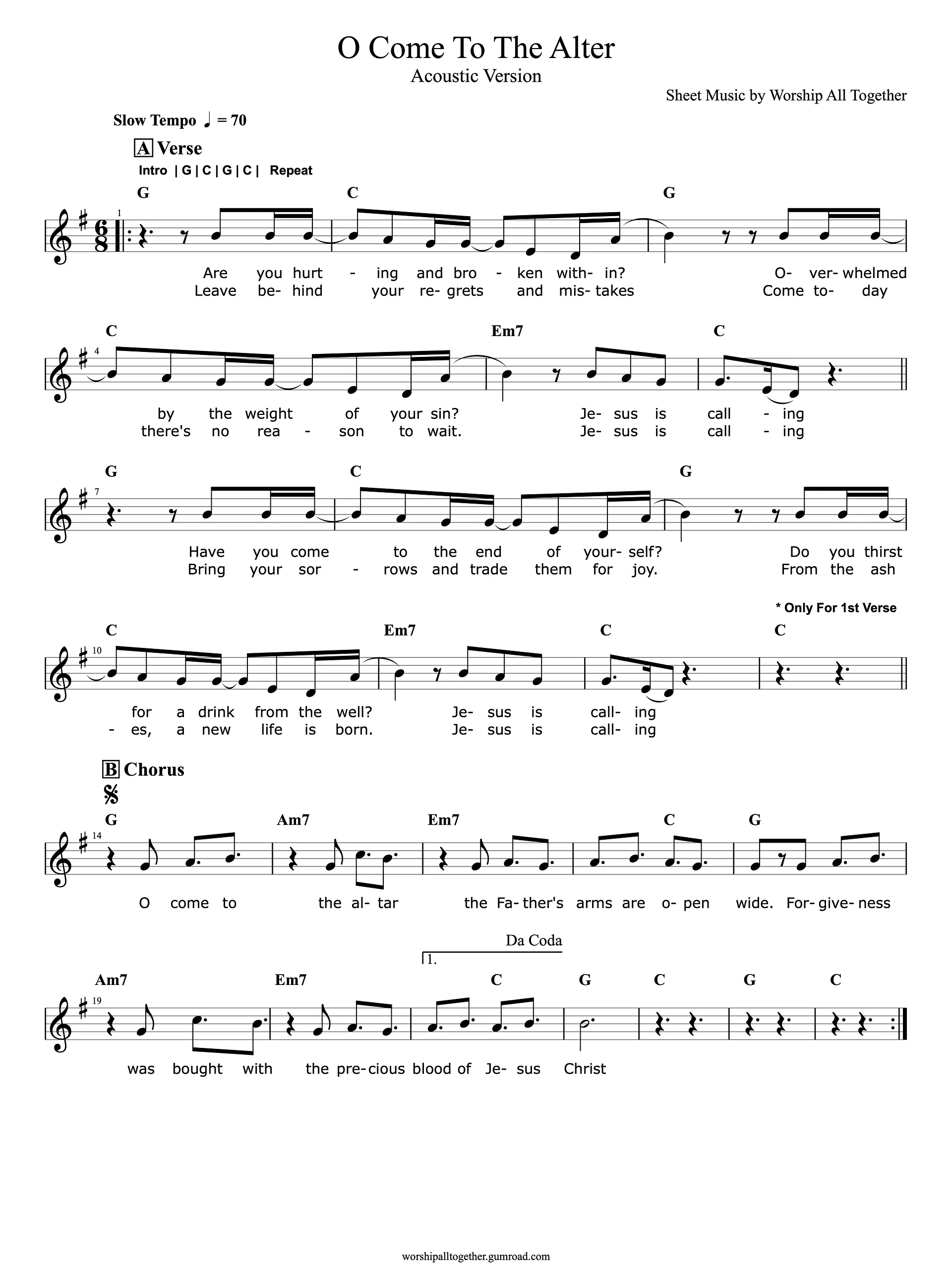 O Come To The Alter (Acoustic Elevation Worship) - E Key product image (1)