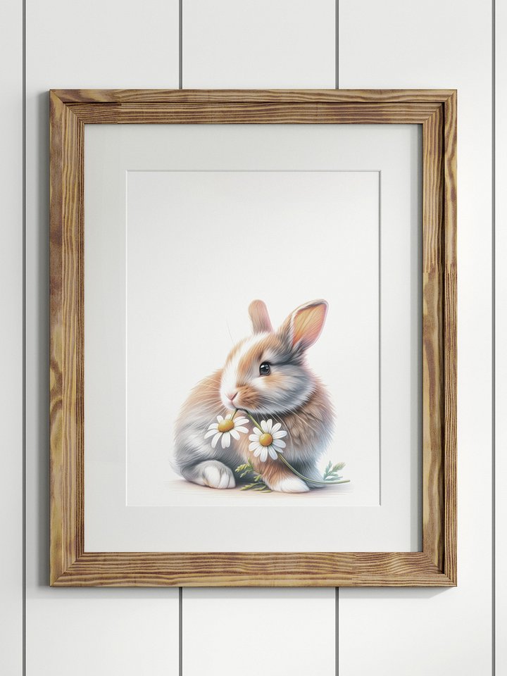 Woodland Bunny having Lunch Decor Print product image (1)