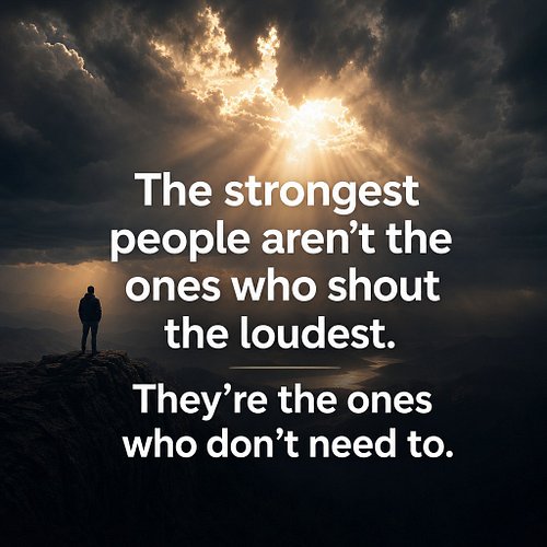 The strongest people aren't the ones who shout the loudest. They're the ones who don't need to.