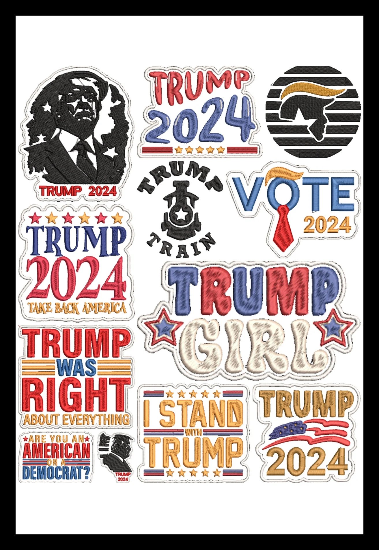 2024 Trump Machine Embroidery Pattern Bundle C product image (1)