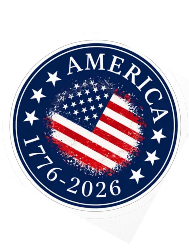 America 1776 2026 Patriotic 250th Anniversary USA Flag Round Sticker Decal product image (4)