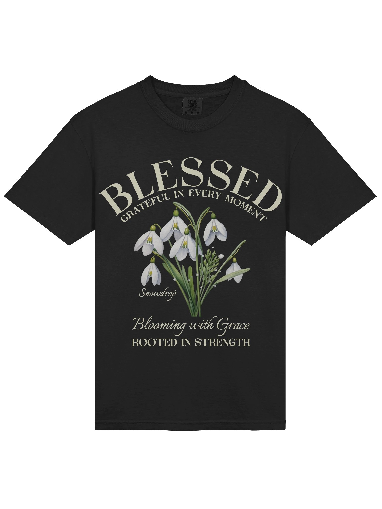 January Blessed Snowdrop Flower Shirt – Blooming with Grace, Rooted in Strength Graphic Tee product image (7)