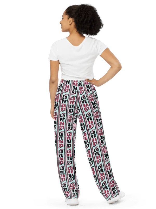 Pure Love Stripes on light green - Unisex Wide-Leg Pants product image (7)
