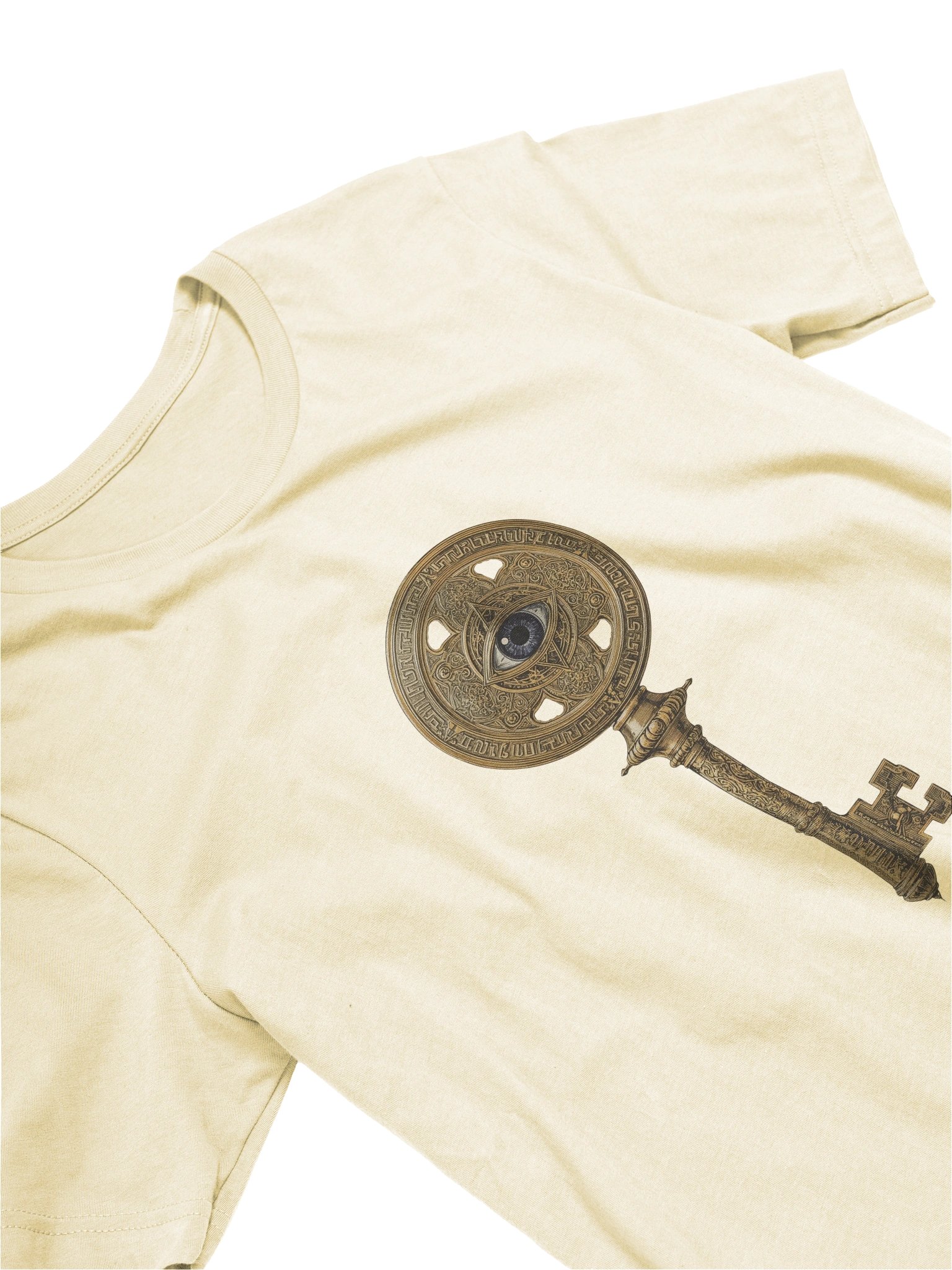 The Gatekeeper’s Key Classic T-Shirt – Front & Right Shoulder Print | Natural | Bella+Canvas 3001 product image (3)