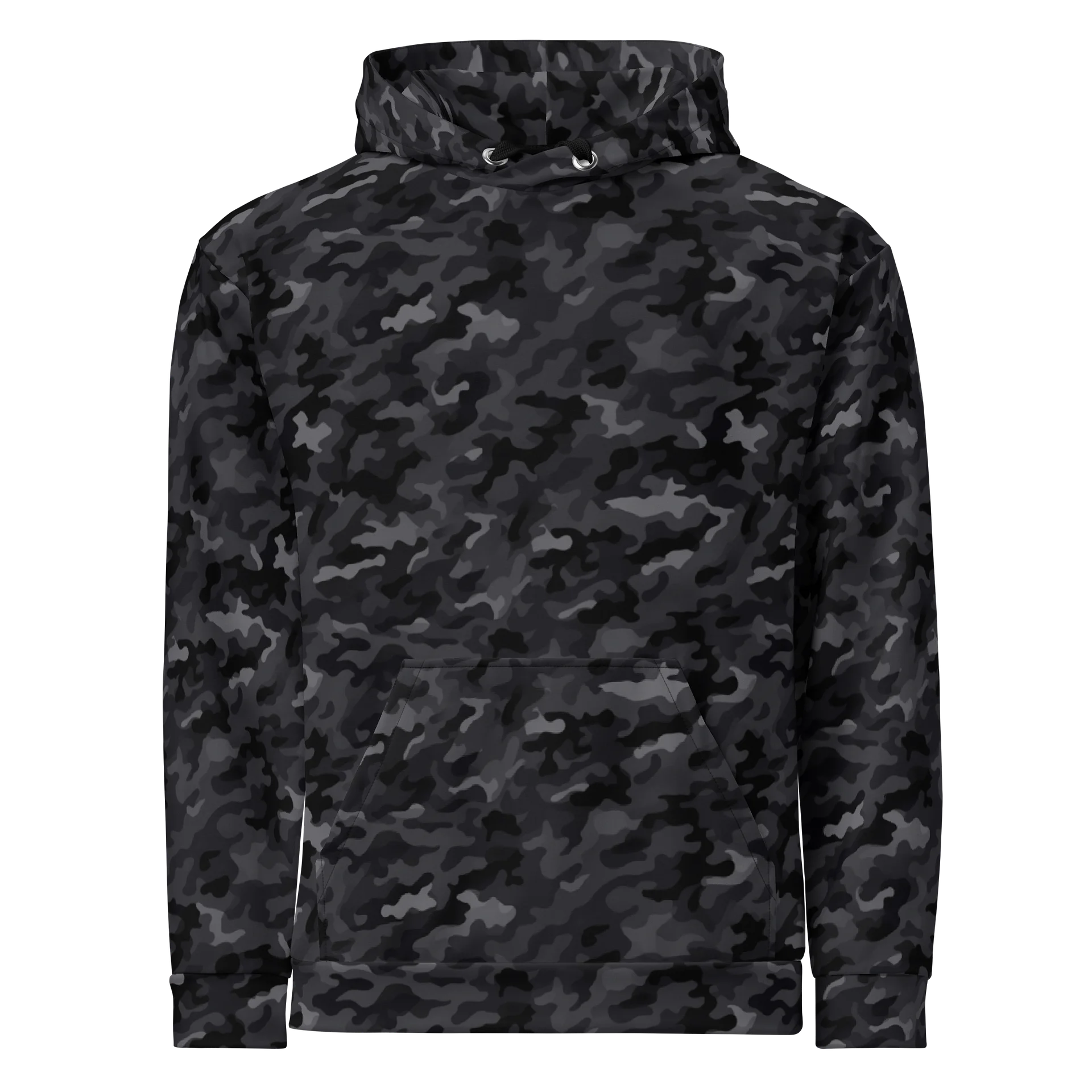 Bold Black Camouflage Print Hoodie for Casual Wear product image (1)