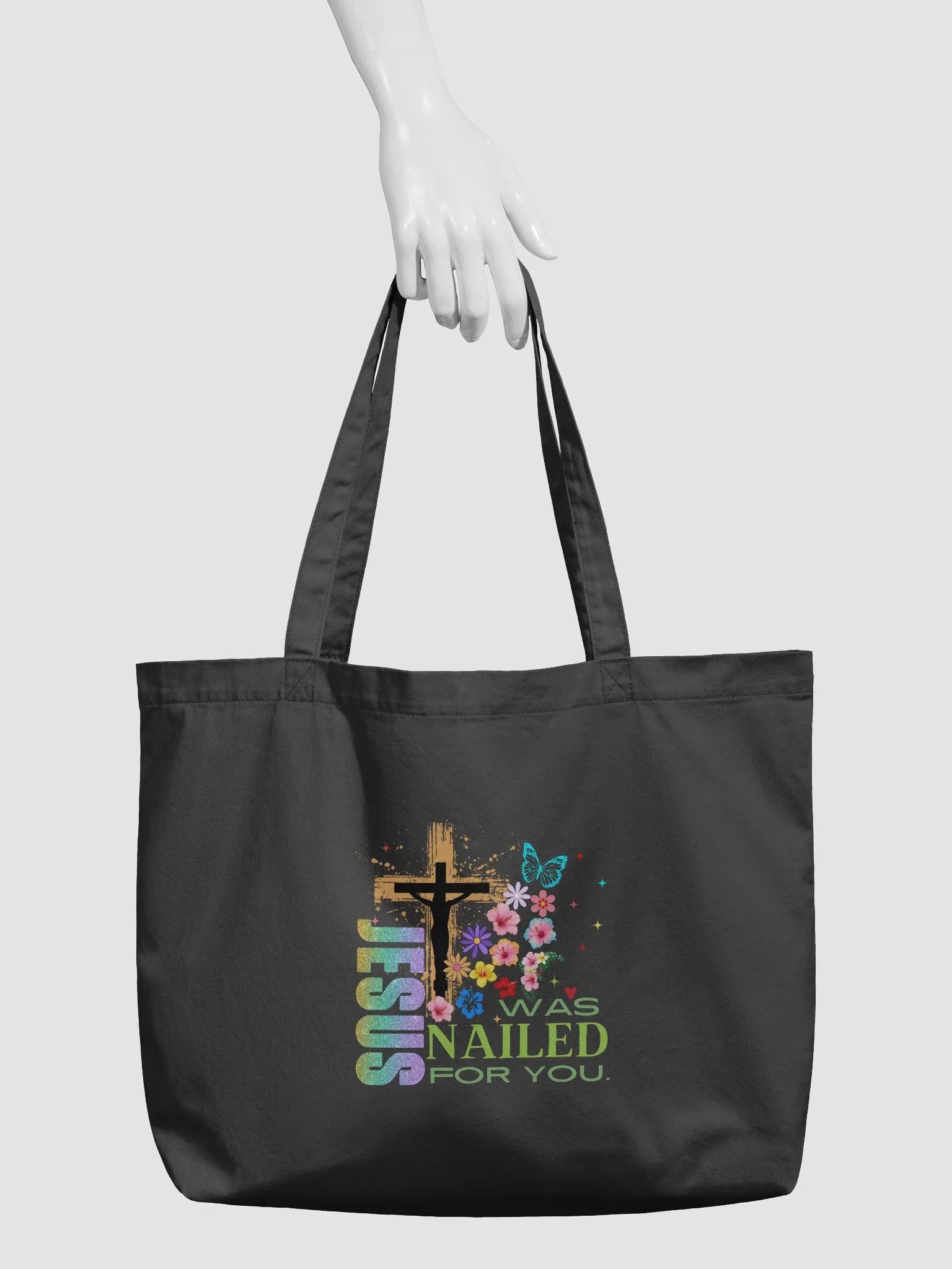 Jesus Was Nailed For You Christian Faith Organic Tote Bag product image (4)