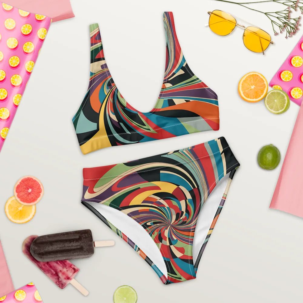 Abstract Lithographic Pattern Design High Waisted Bikini - V12 product image (9)