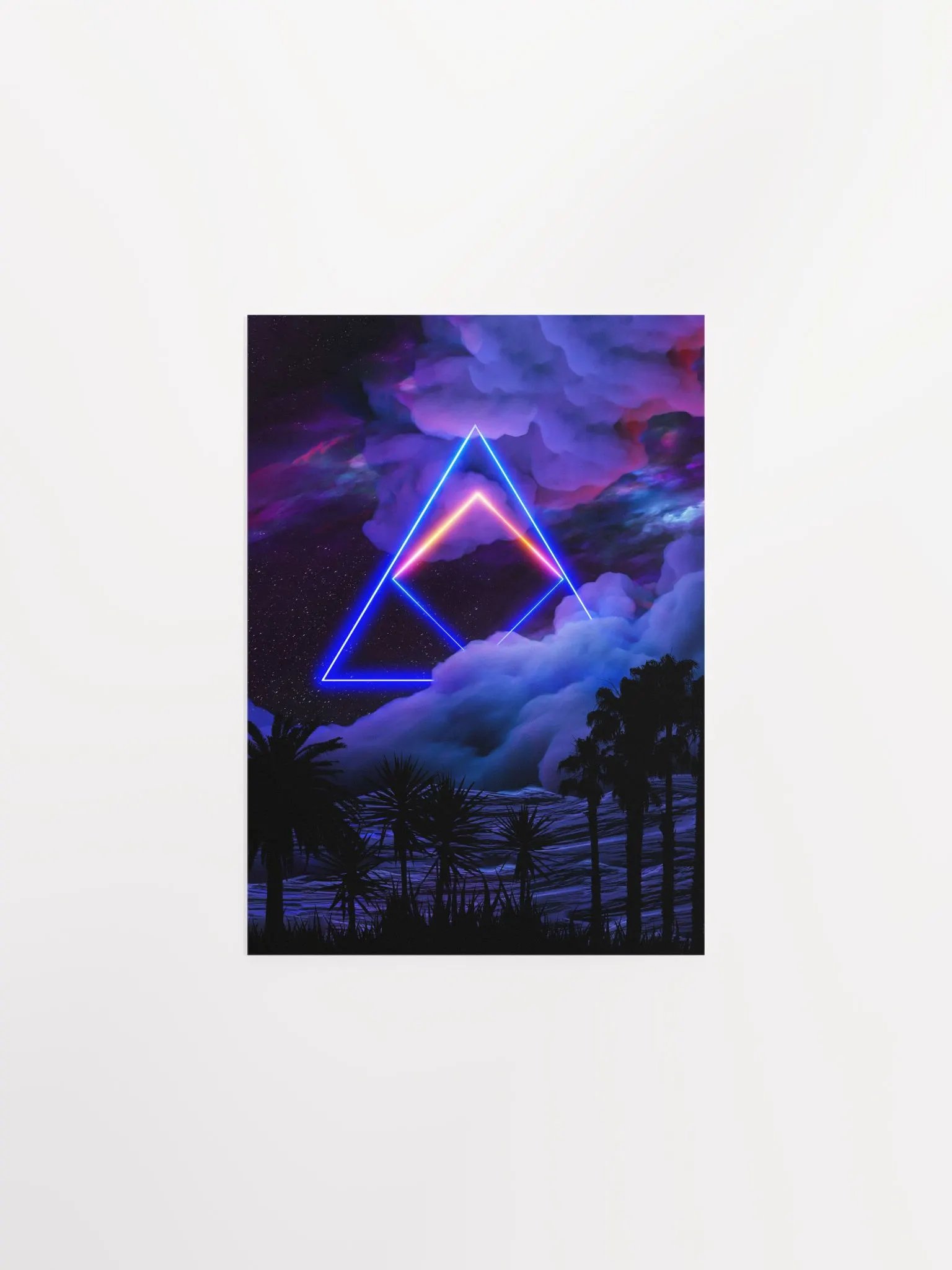 Neon palms landscape: Triangle [synthwave/vaporwave/cyberpunk] — Aesthetic retrowave poster product image (7)