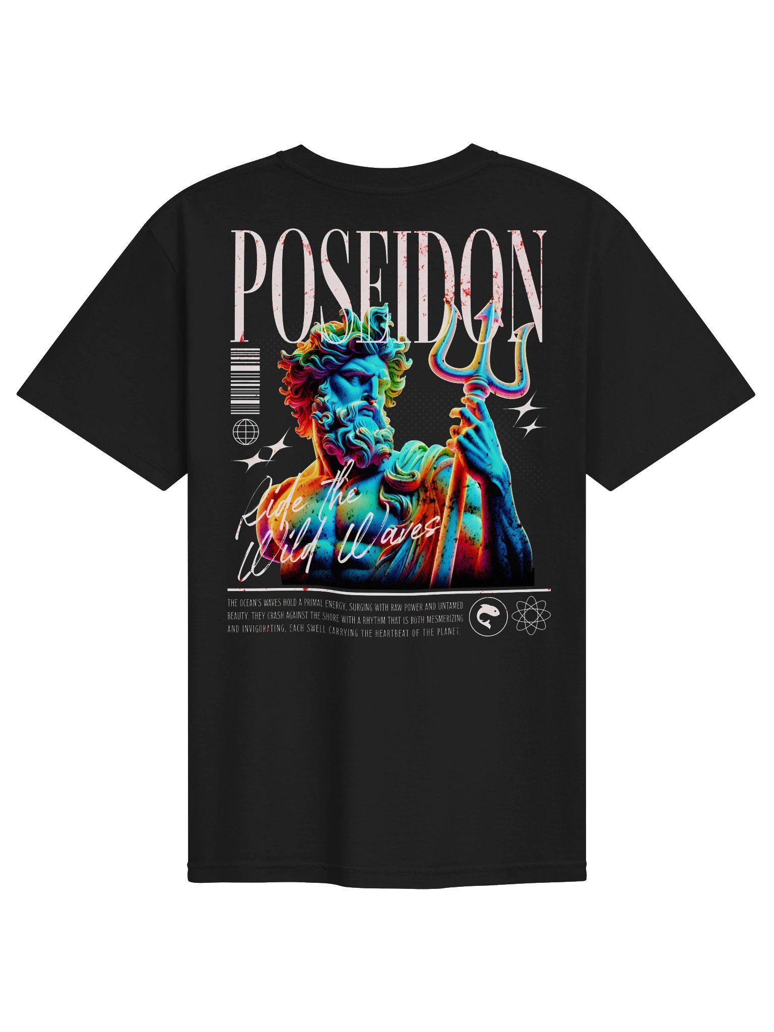 Poseidon Greek God Streetwear T-Shirt – Vaporwave Synthwave Aesthetic Graphic Tee product image (6)