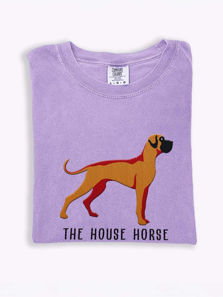 The House Horse T-Shirt(Embroidered) of a Great Dane(Tan, Black Mask) product image (1)