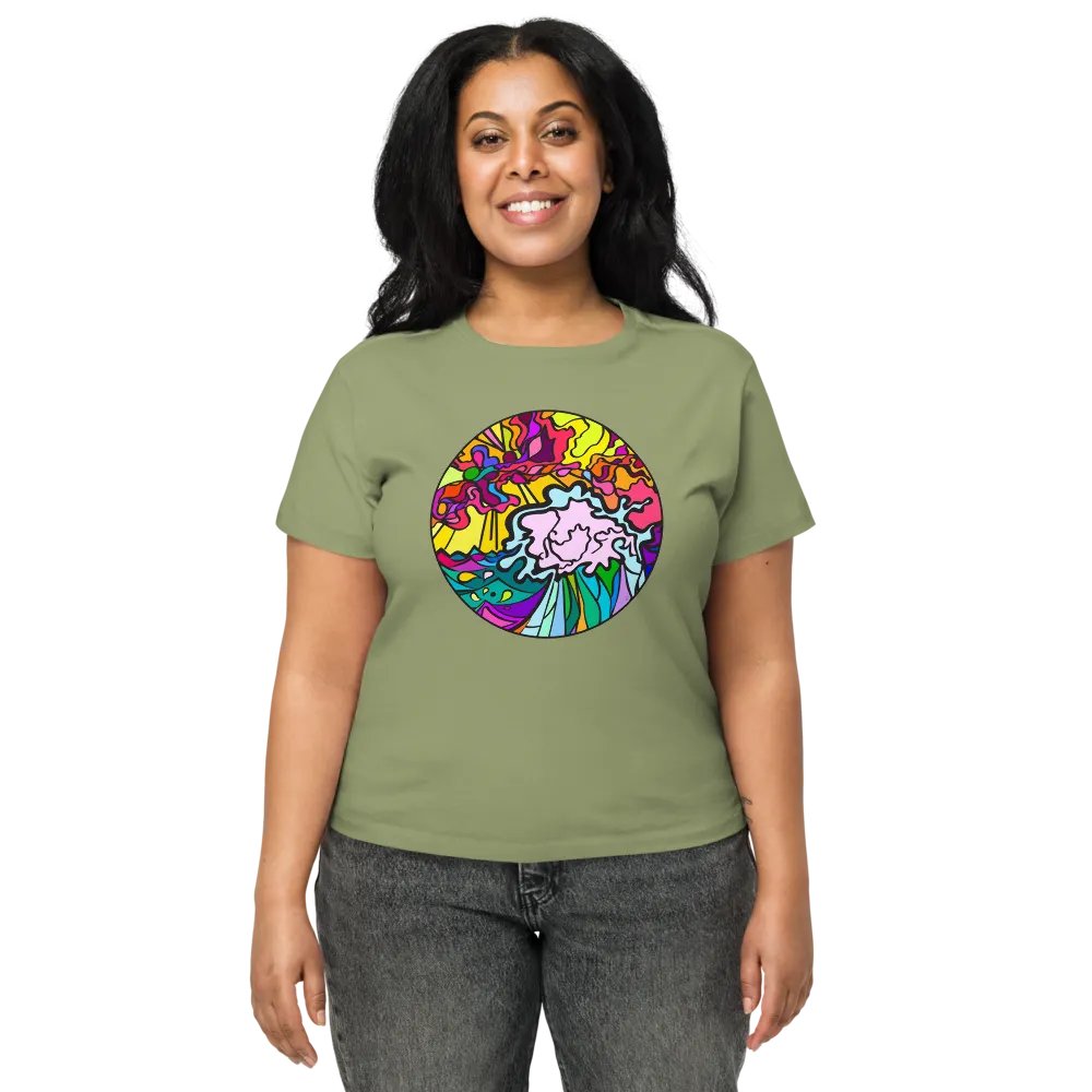 Lively Stained Glass Swirl Women's Tee - Wave at Sunset product image (1)