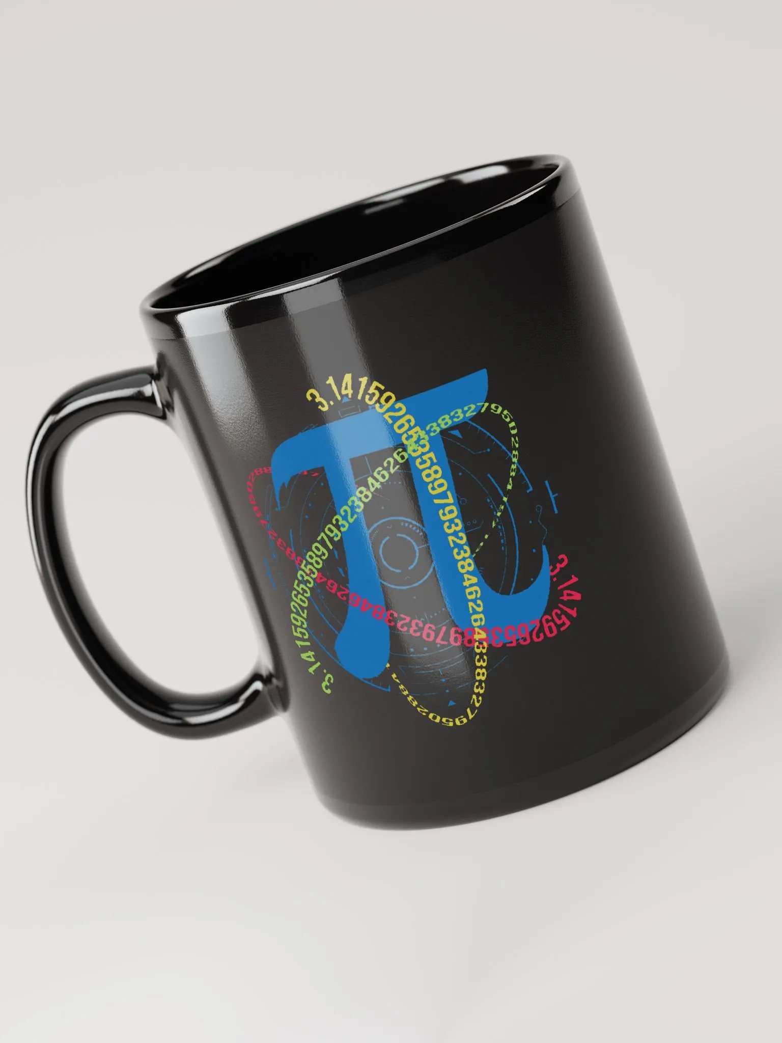 High Tech Pi Mathematical Number 3.1416 Black Mug product image (3)