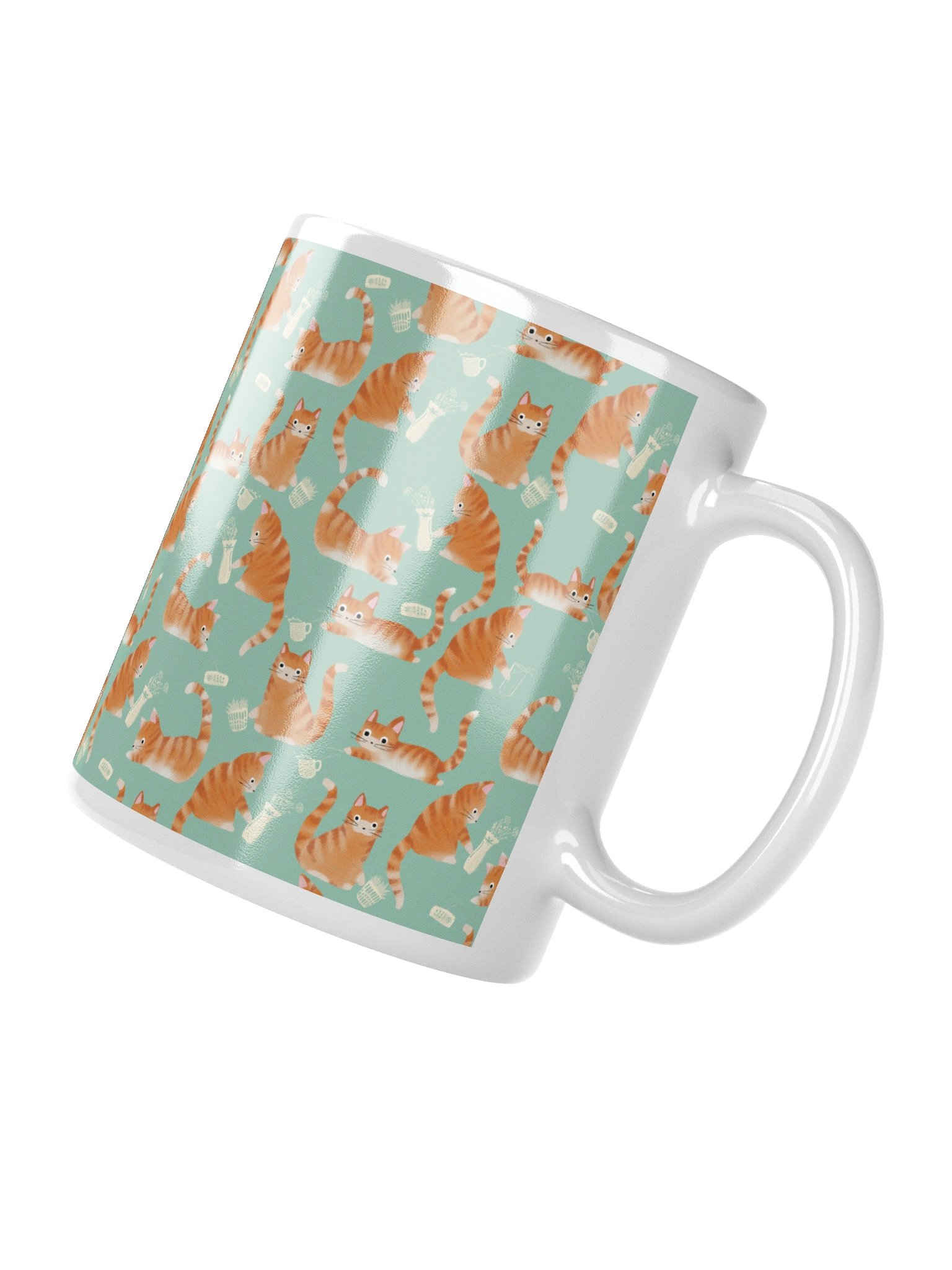 Bad Orange Tabby Cats Knocking Stuff Over Mug, Green product image (2)