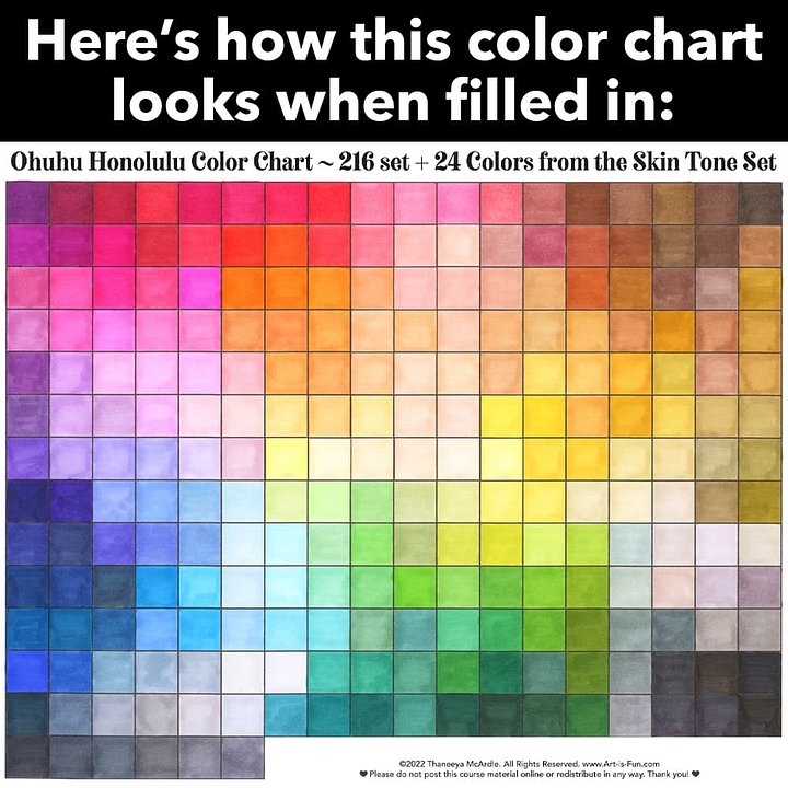 Ohuhu Color Chart - 240 Colors (NEW + OLD) in Chromatic Order product image (2)