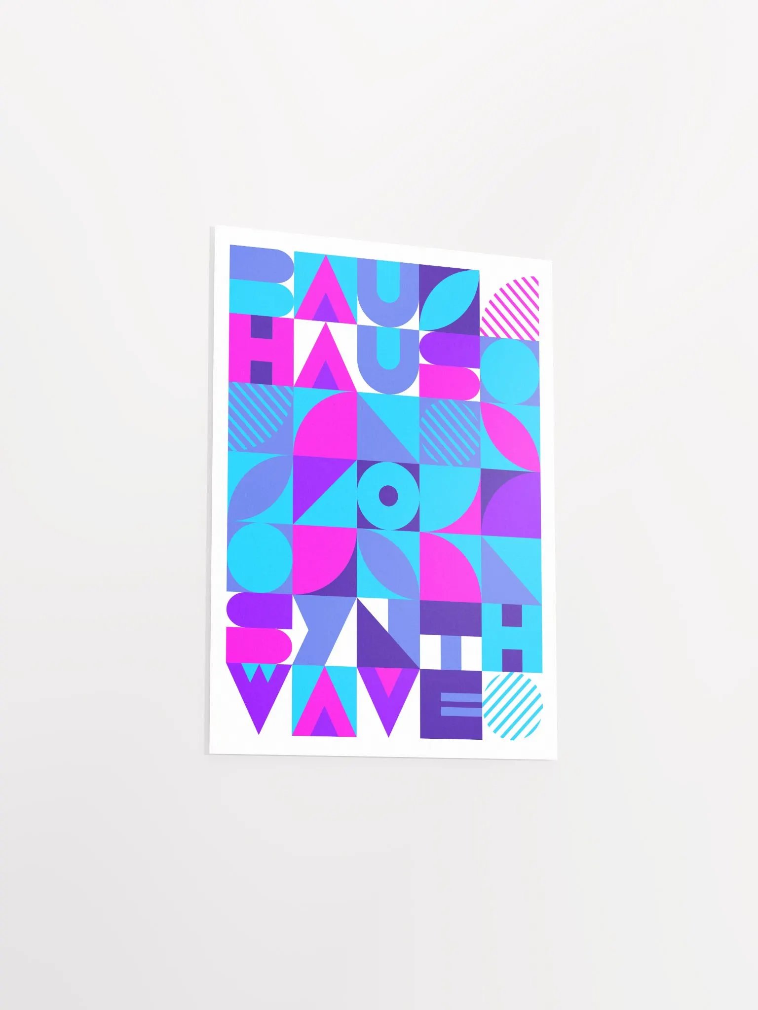 Bauhaus Synthwave #4 poster (pink-blue) — abstract poster, retrowave print, vaporwave geometric art, 1980s print, 1930s wall decor product image (8)