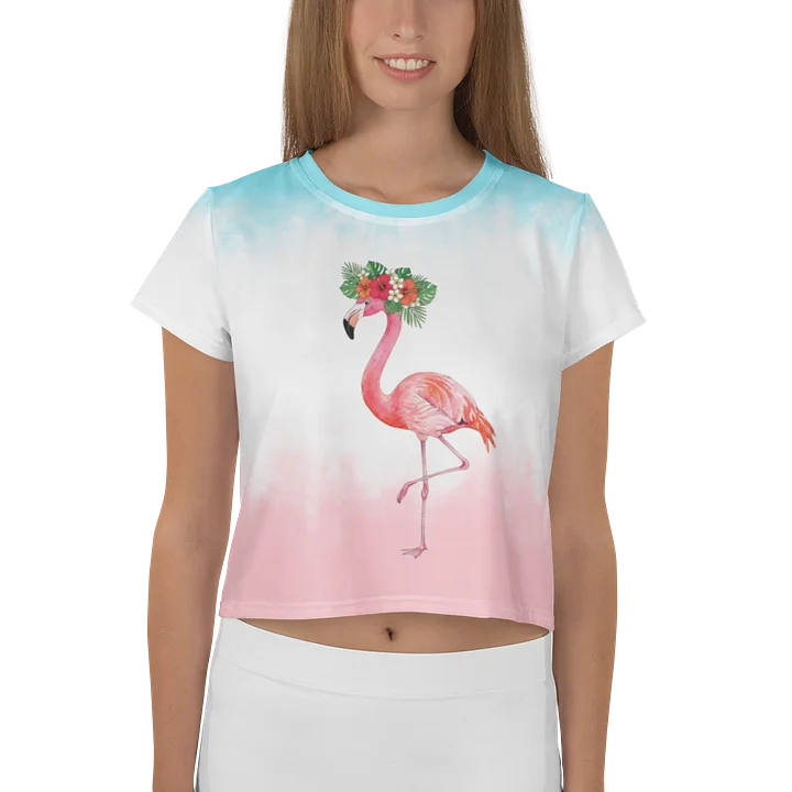 Floral Flamingo Watercolor Crop Tee product image (1)