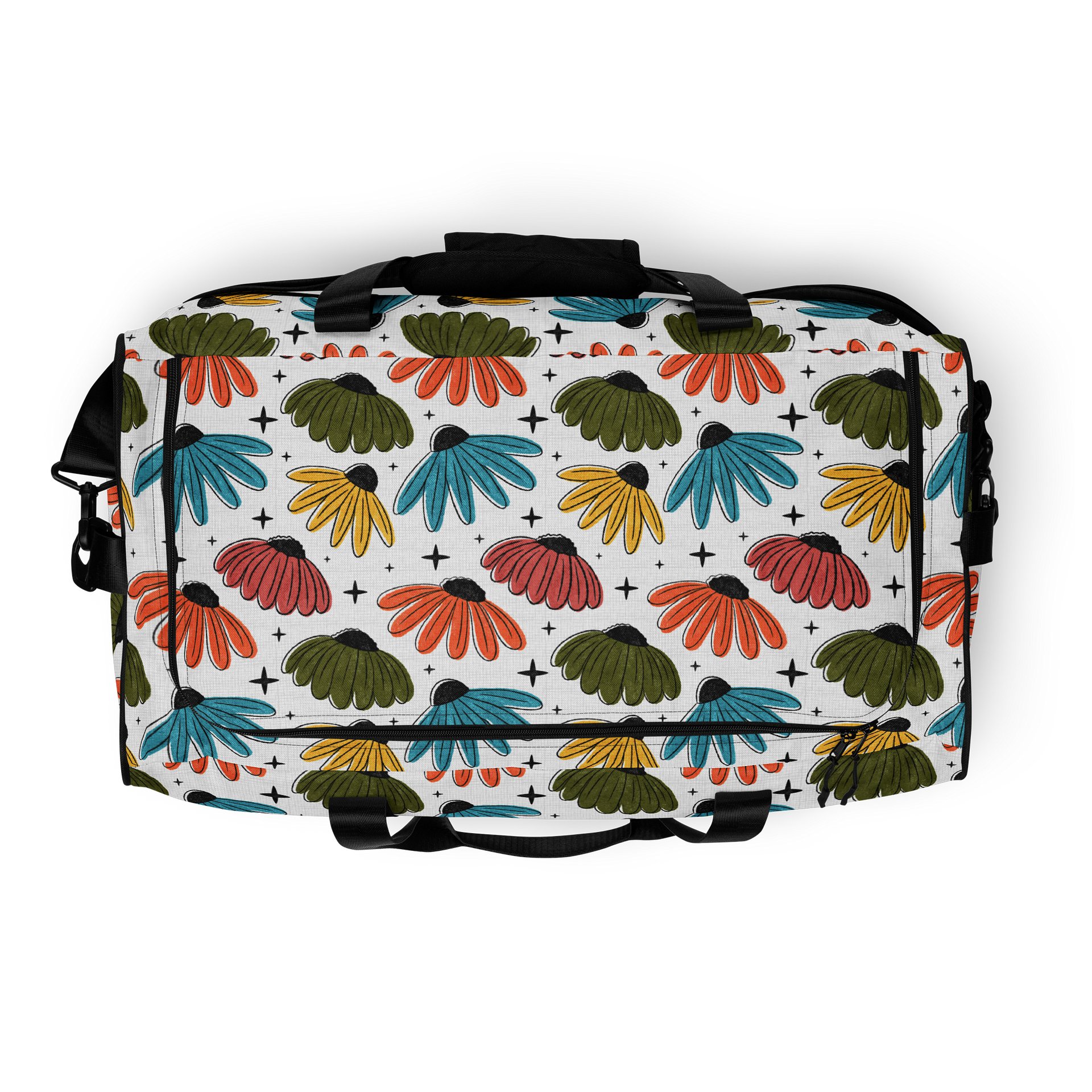 Retro Halftone Coneflowers Duffel Bag product image (8)