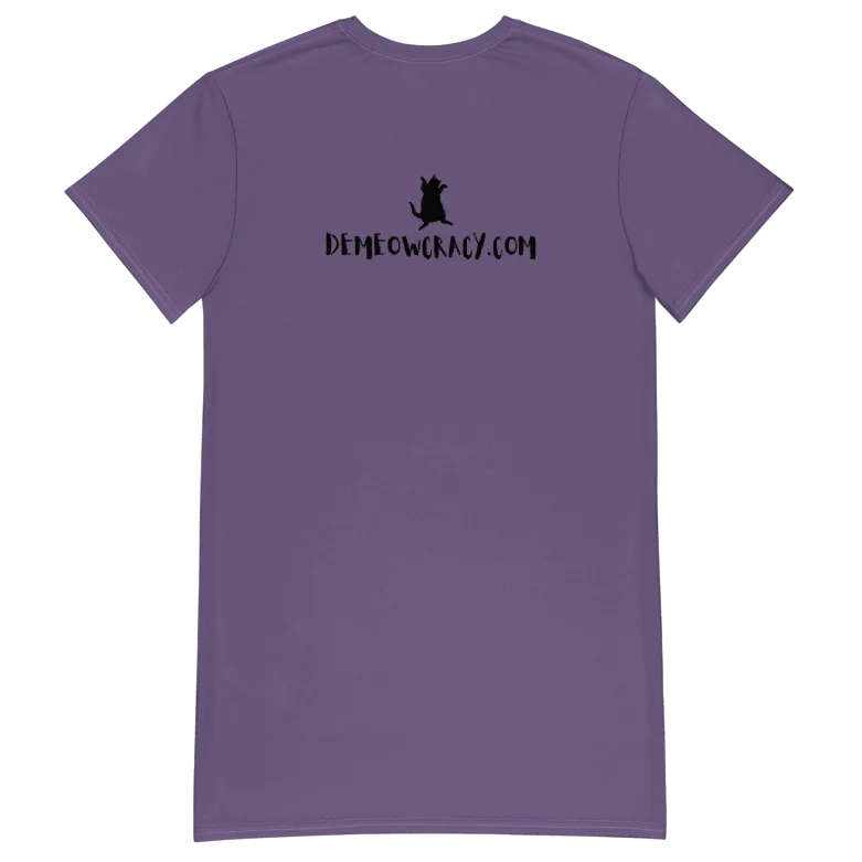 Dancing Demeowcracy Feline Purple T-Shirt Dress product image (2)
