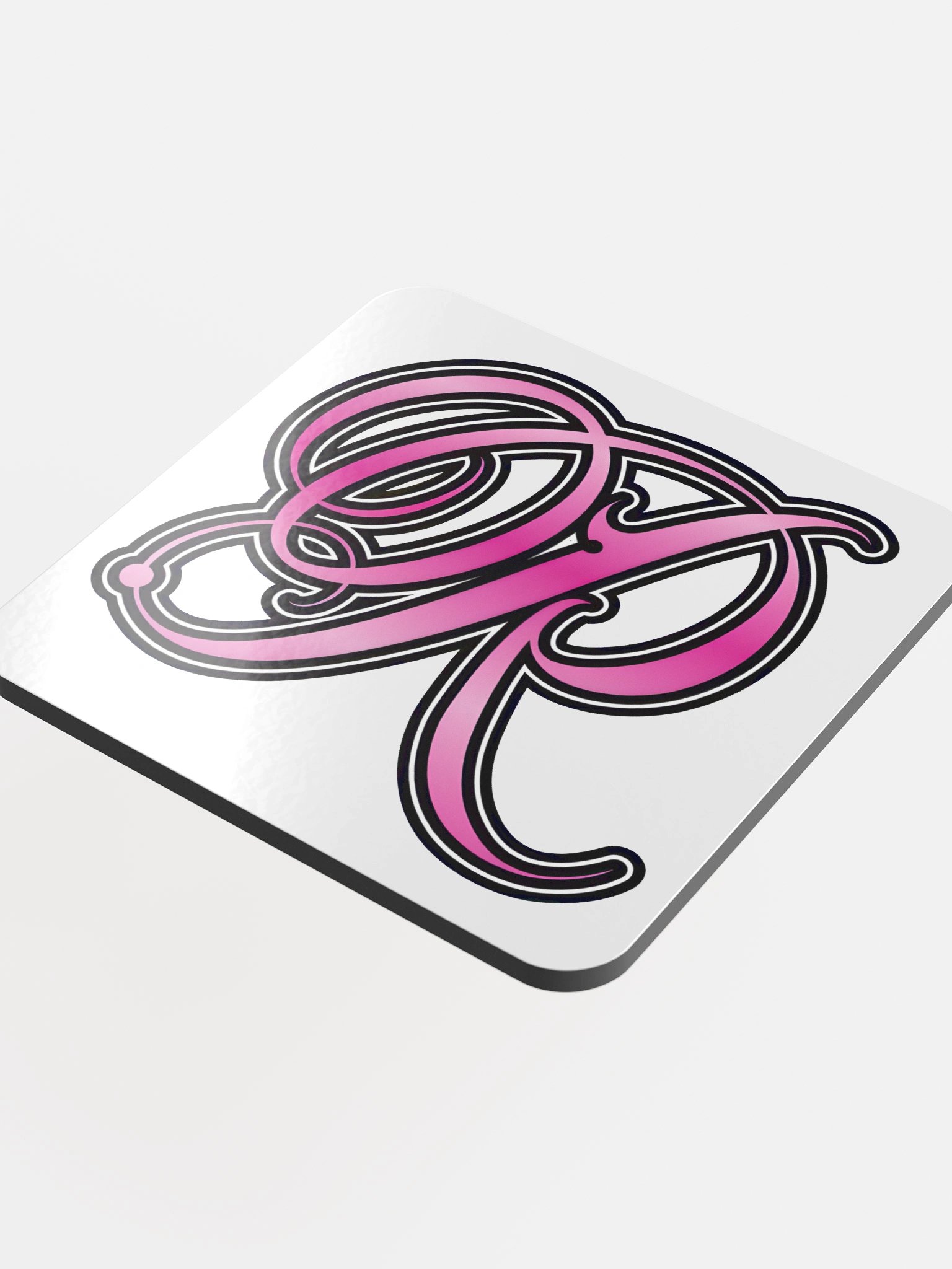 Elegant Pink Gradient 'R' Coaster product image (4)