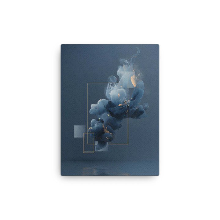 Golden Drift in Blue Smoke – Abstract Modern Wall Art with Minimal Geometric Design product image (13)
