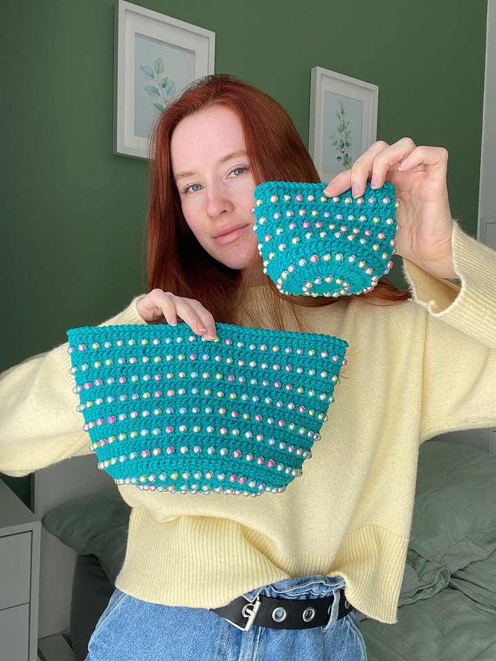 Crochet Pattern Beaded Bag, DIY English video tutorial (PDF pattern) product image (1)