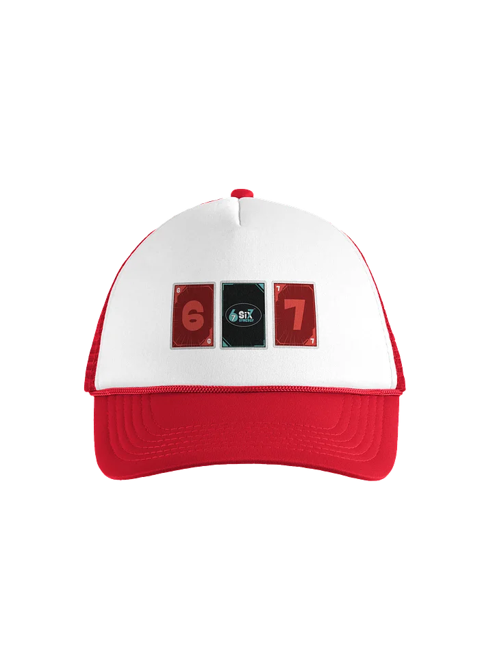 Red Trucker Hat with Six 7 Card Back and Red Synergy product image (1)