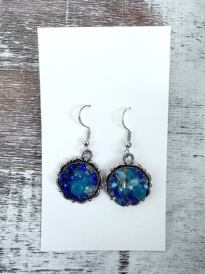 MFD-00081 | Ocean Breeze Glass Bead Earrings | Blue & Aqua Beads | Handmade Coastal Jewelry by Monique Faella Designs™ product image (2)