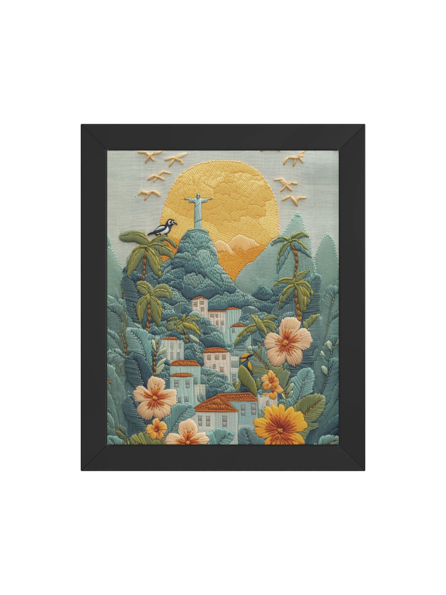 Under the Rio Sun | Embroidery-Style Wall Art — Framed Print product image (21)