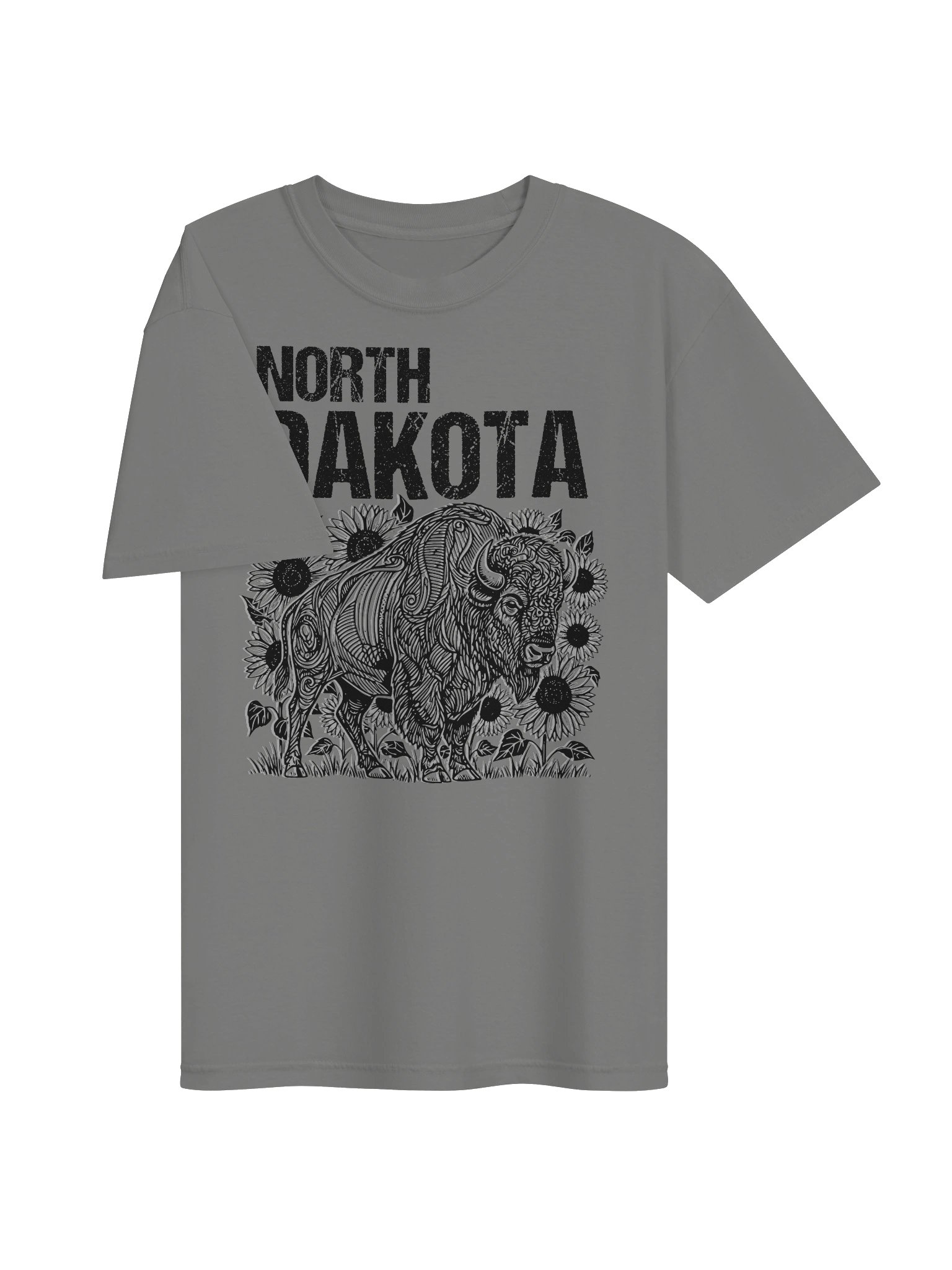 North Dakota Bison Sunflower T-Shirt | Vintage Prairie State Pride Tee product image (6)