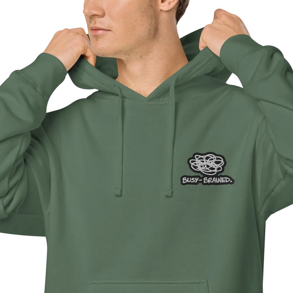 BUSY-BRAINED (L.C. bubble design 2) embroidered pigment hoodie product image (18)