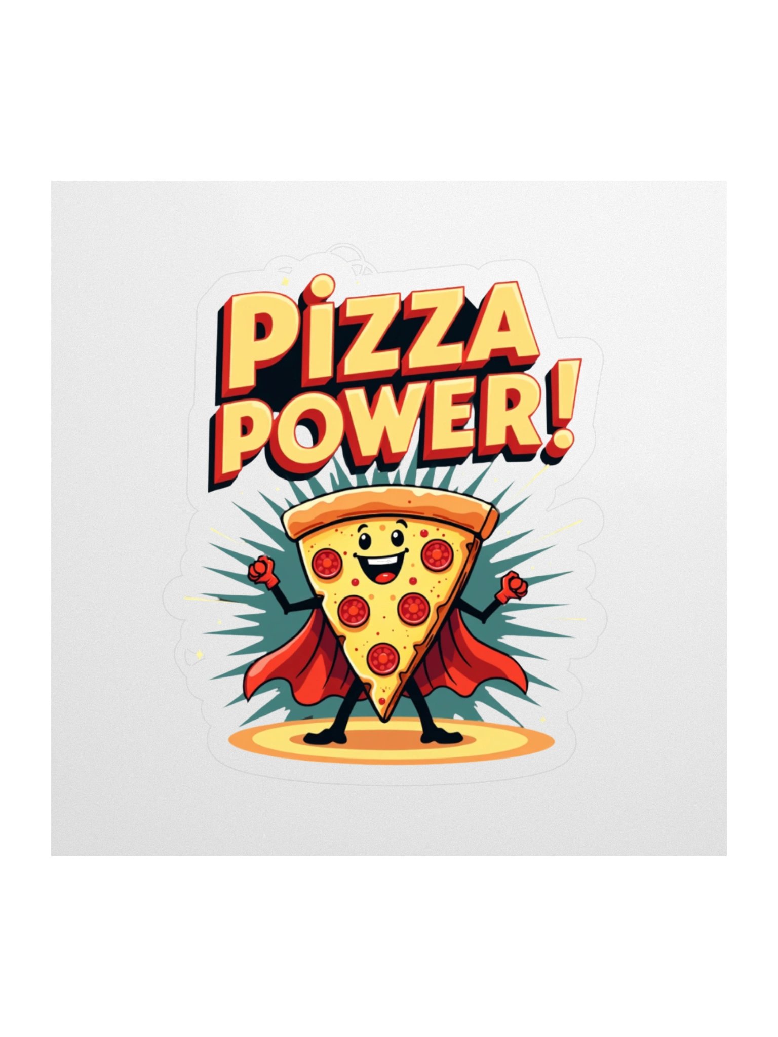 Pizza Power Sticker | Superhero Food Character Vinyl Decal | Funny Pizza Slice Laptop Sticker Kiss Cut Stickers product image (2)