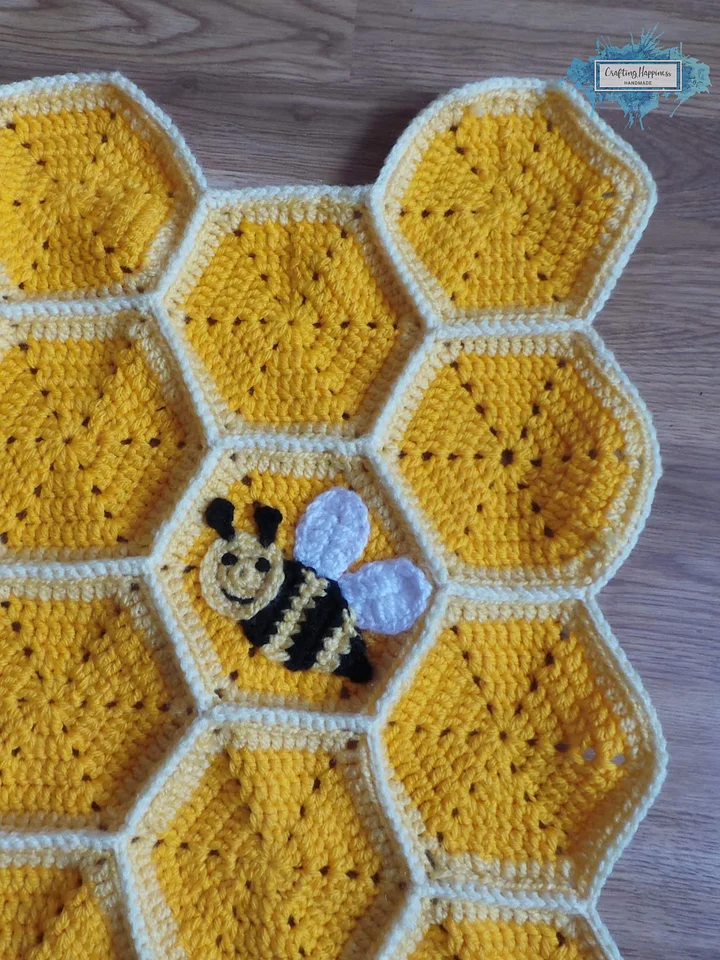 Bee Happy Honeycomb Crochet Blanket Pattern | Baby Lapghan (PDF Pattern) product image (2)