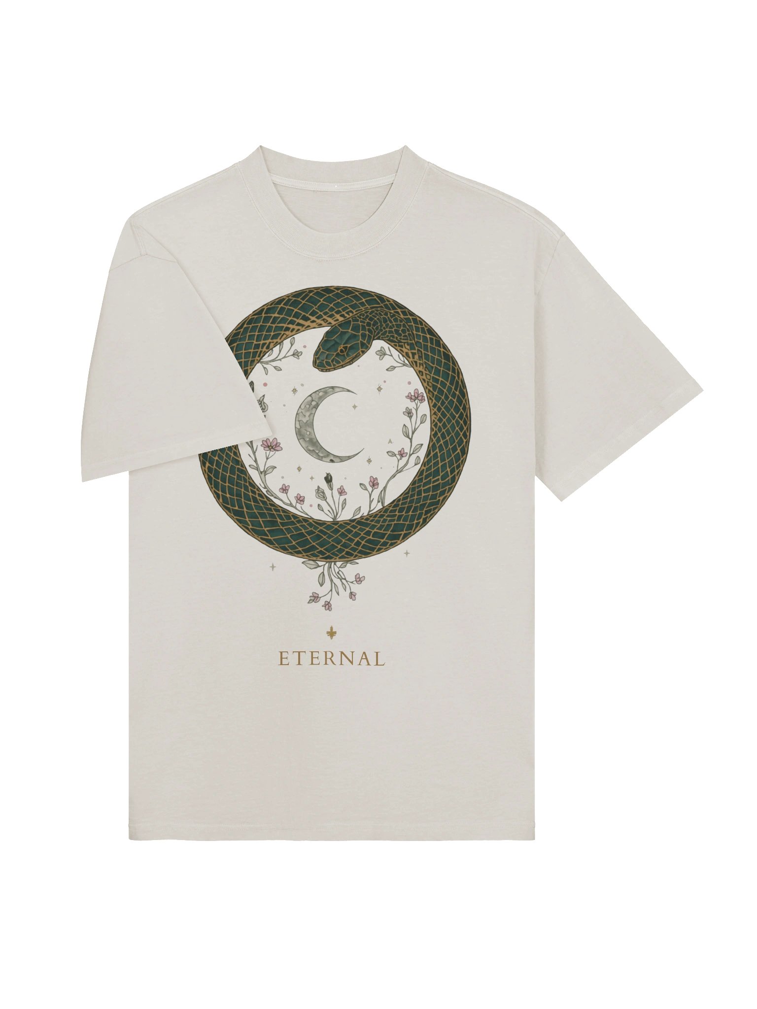 Ouroboros Serpent Moon Stars Floral Symbol of Eternity Mystical product image (3)