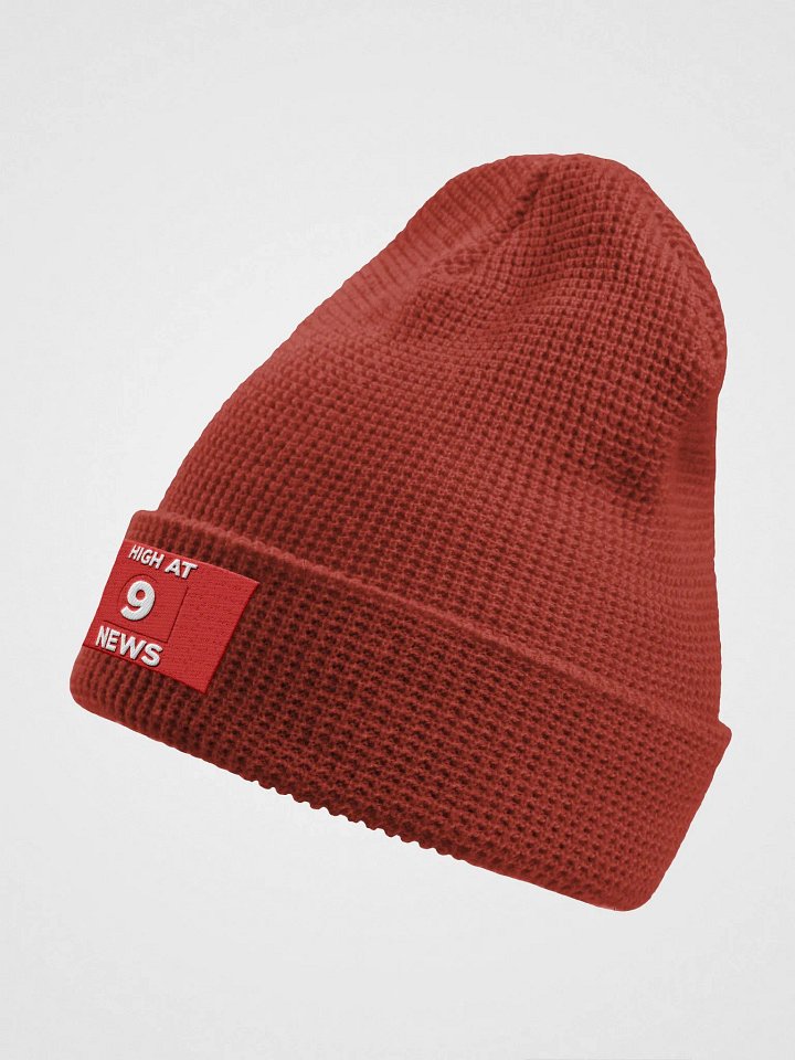 HA9N Official Logo Embroidered Red Waffle Beanie product image (2)