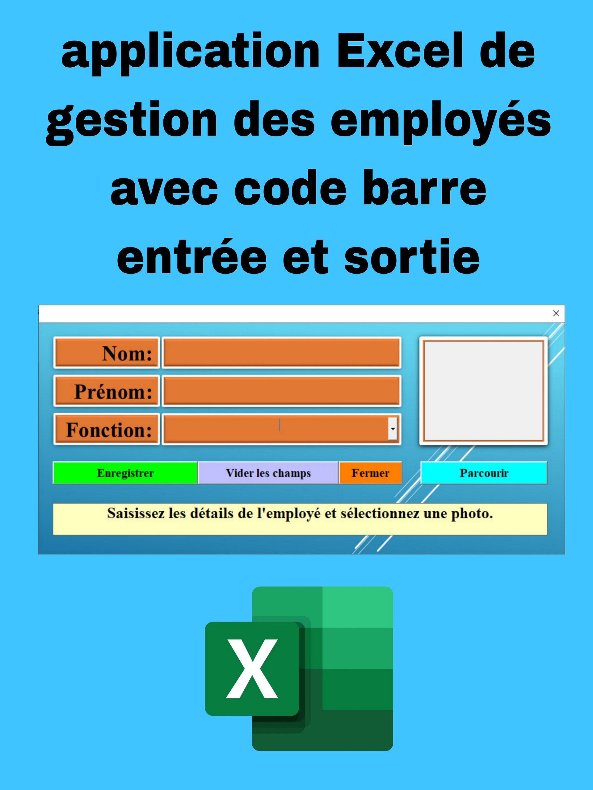 Application Excel de Gestion des Employés avec Code-Barres (Entrées & Sorties) product image (2)