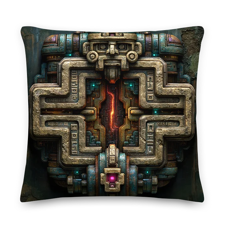 Core Transmission Seal I — Ancient Machine Relic Cushion Cover 22x22 product image (1)