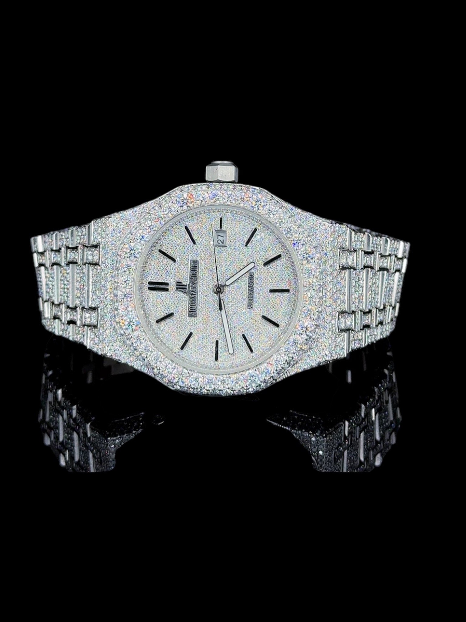 AP FULL WHITE WITH STICK DIAL MOISSANITE DIAMOND WATCH product image (1)