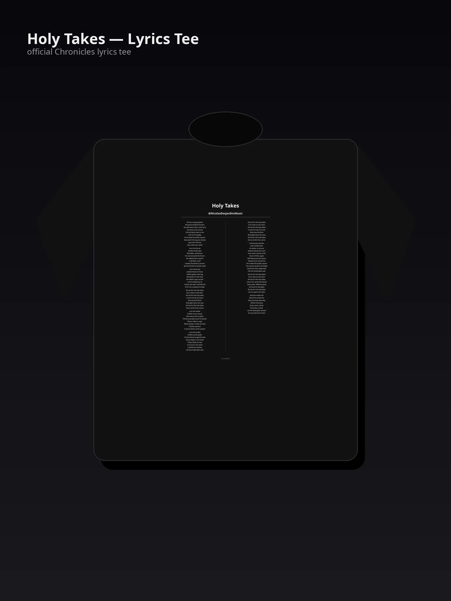 Holy Takes — Lyrics Tee - VD46Mw
