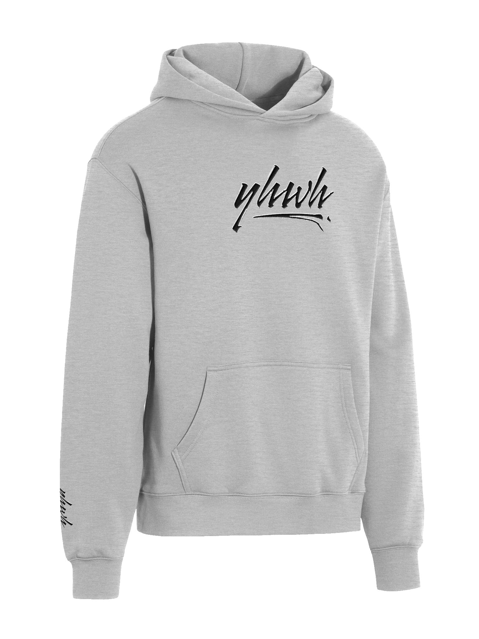 YHWH - PREMIUM OVERSIZED Embroidered Hoodie Black on Grey product image (3)