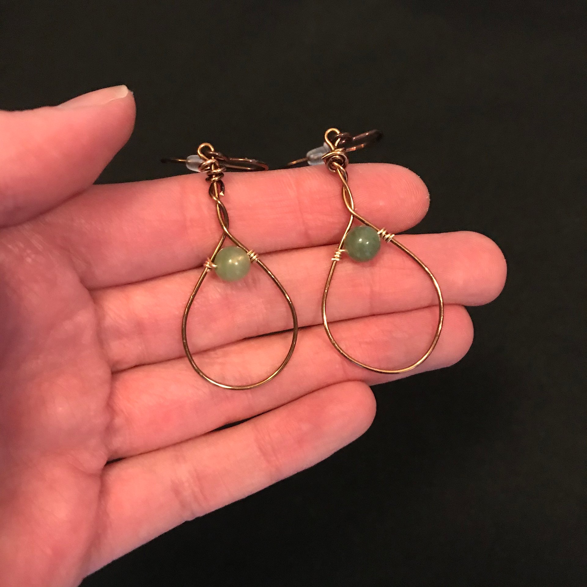 Green Moss Agate Bronze Drop Earrings product image (1)