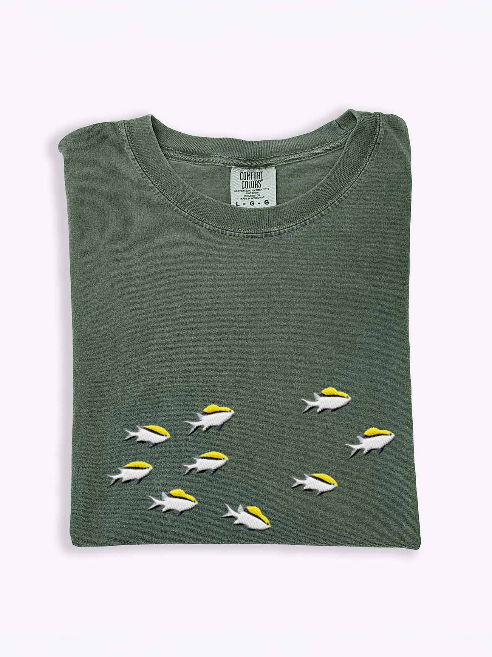 A School of Barrier Reef Chromis Embroidered Premium Shirt | Saltwater Reef Aquarium Fish & Marine Life Apparel product image (1)