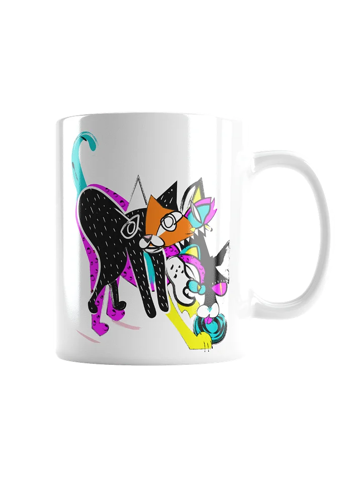 Mug: Kaleido Cat - Bright Pink Yellow Teal product image (2)